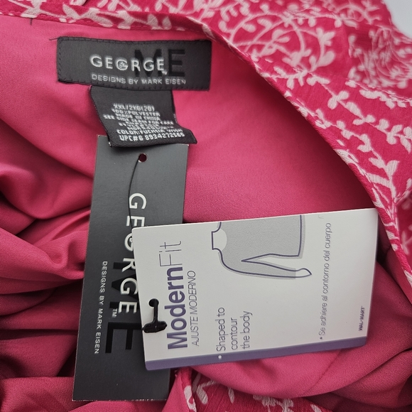 George By Mark Eisen Womens XXL Pink & White V Neck Sleeveless Blouse NWT - Picture 4 of 5